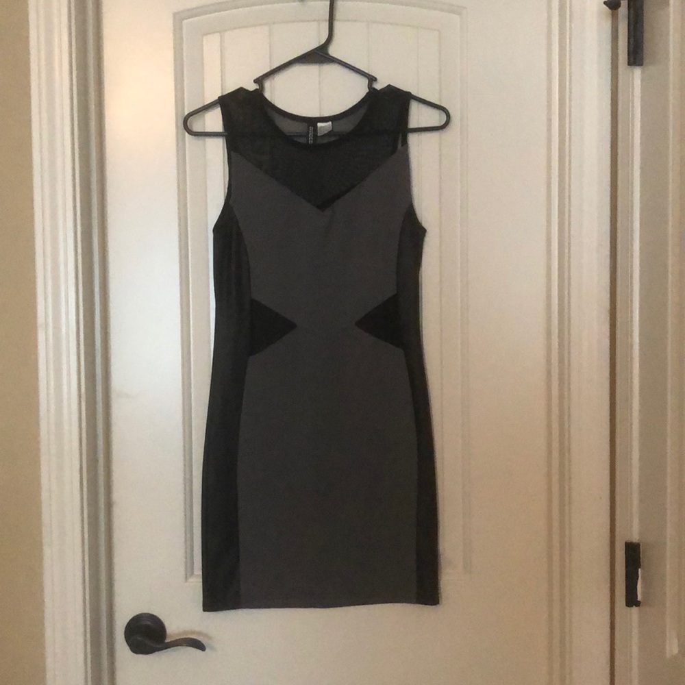 H&M Divides faux leather and mesh dress
